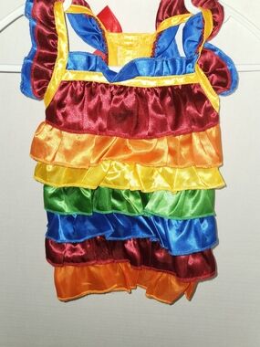 Rainbow Ruffle Pet Dress - Multicolor Satin Layers